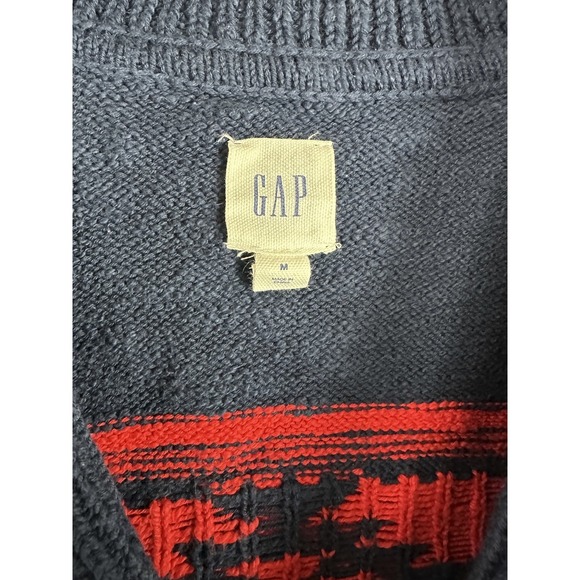 Gap Cardigan Sweater Men's Medium Shawl Collar Thick Knit Southwestern Aztec - Picture 7 of 12